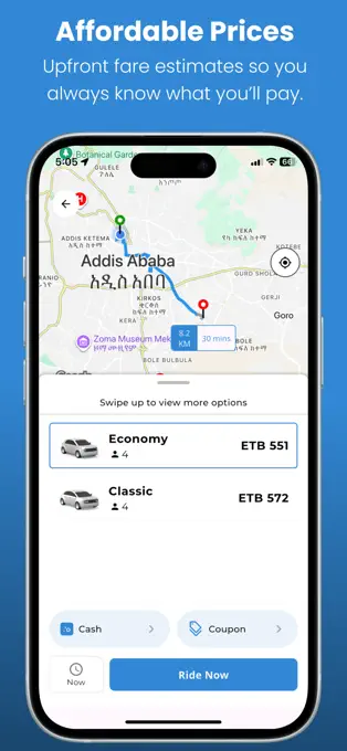 Peace Ride app screen 1
